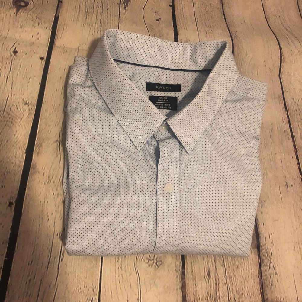 RW &Co men’s dress shirt siz XL slim no iron